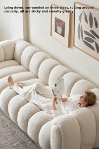 Sofá sin hueso minimalista nórdico, relleno de espuma, línea de lana de cordero, sofá Modular ecológico para muebles de apartamento, volumen pequeño - Product Image 4