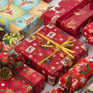 Emballage en papier de soie écologique flocons de neige rayures d'<span class=keywords><strong>arbre</strong></span> de Noël et joyeux Noël cadeau vêtements emballage papier d'emballage - Product Image 6