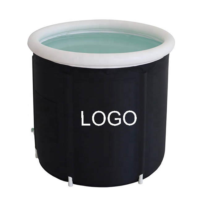 Черный круглый уличный большой портативный складной бассейн с логотипом под заказ для ледяной ванны, надувной бассейн для ледяной ванны