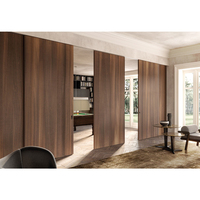 Puertas correderas de madera maciza de diseño moderno, paneles de listón de partición de madera Interior de nuevo lanzamiento para apertura Manual de dormitorio