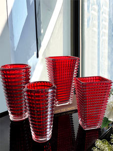 <span class=keywords><strong>Vase</strong></span> créatif en verre cristal rouge Design moderne Pot de fleur de bureau Cadeau de mariage Arrangement de <span class=keywords><strong>fleurs</strong></span> séchées Décoration - Product Image 4