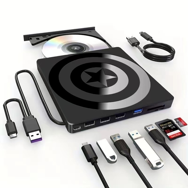 3.0USB/TYPE 8-in-1 Multi-function External Hard Drive Optical Drive for CD/DVD Recorder SD Card and USB Flash Disk Player