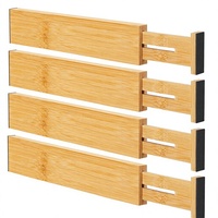 Tiroirs de rangement de cuisine en bambou réglables, séparateurs de tiroirs extensibles pour la maison, le bureau, les commodes et l'organisation de la salle de bain