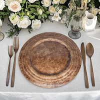 Assiettes de présentation en plastique peintes à la main, motif végétal, couleur personnalisée, pour mariages modernes, hôtels et restaurants