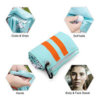 Serviette de golf imprimée à motif personnalisé 2 pièces/ensemble pince de serviette d'essuyage de balle de golf serviette de golf en microfibre