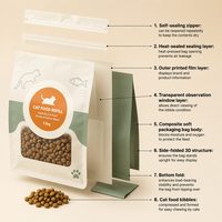 Sachet refermable personnalisé avec fenêtre transparente pour l'emballage d'aliments pour animaux de compagnie