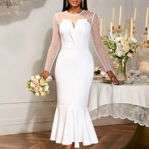 Elegant Long Sleeve Fishtail Evening Dress - Floor-Length Sequined