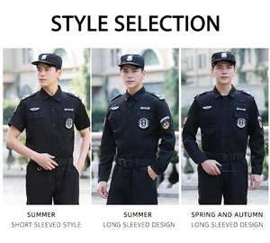 Vêtements de travail veste uniformes de garde de sécurité costumes à manches longues pantalon noir salopette travail hommes uniforme de sécurité pantalon - Product Image 5