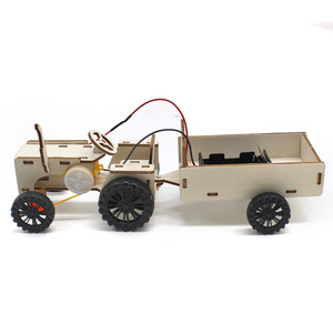 Tractor de madera con remolque 250mm x 90mm x 90mm Kit de ciencia DIY para la educación de los niños - Product Image 4