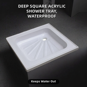 MATCH WELL MWS-02 Modern Square Deep Acrylic Solid Surface <strong>Shower</strong> <strong>Tray</strong> Corner Drain Waterproof Stainless Steel <strong>Legs</strong> Hotel Use 1 - Product Image 1