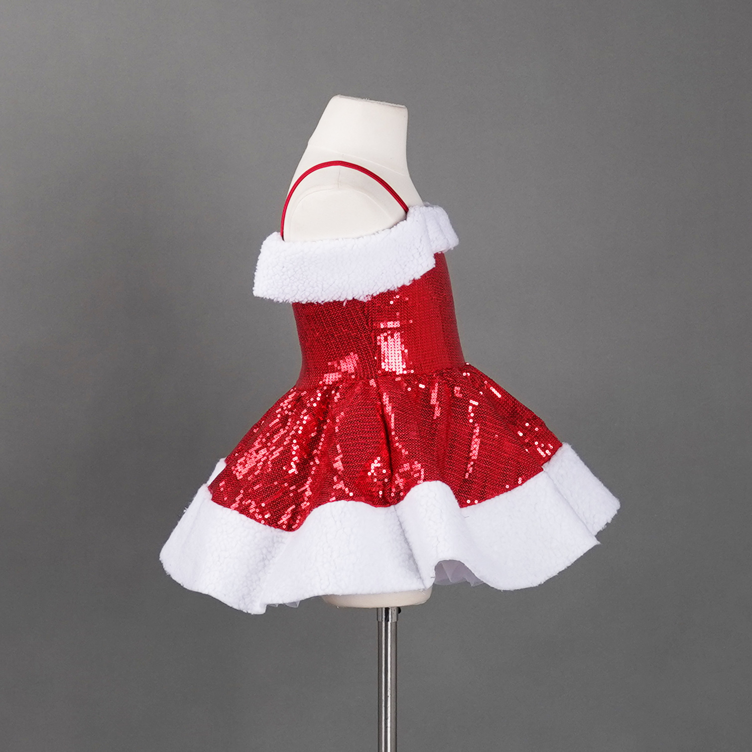 strapless open back dress Red Sequin and Fringe Biketard – Crystal Couture main image 0