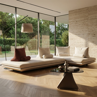 Modernes Italienisches Minimalistisches Konvertierbares L-förmiges Modulares Sofa-Set mit Echtleder-Bezug, Umweltfreundlich und Langlebig für Kleine Räume