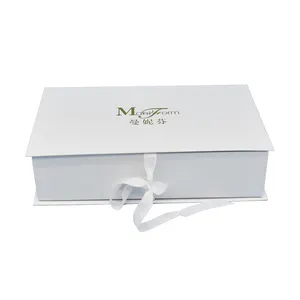 Caixa de presente personalizada com fita para embalagem de papelão ecologicamente correta de logotipo de designer de amostra grátis