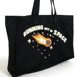 Bolsa de Lona Negra con Diseño Espacial Divertido, Resistente, Reutilizable, Impermeable, Ideal para la Playa, Salidas Casuales, Viajes Diarios - Product Image 2