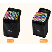 Ensemble de marqueurs noirs à double pointe, séchage rapide, à base d'huile, double face, marqueurs d'aquarelle grand format pour papier, 262 couleurs