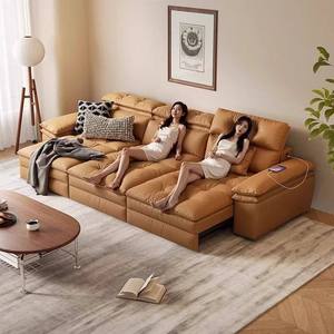 Foshan Factory One Seat <b>Bed</b> Living Room 2026 New Luxury High-<b>End</b> Feel Large Apartment Retractable Genuine Leather Co - Product Image 1