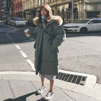 Manteau d'hiver épais et chaud pour femmes, col en fourrure, veste longue à capuche pour femmes