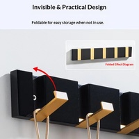 Porte-manteau multifonctionnel invisible en bambou pour salle de bain, cuisine, salon, entrée, armoire, pliable, pour manteaux, chapeaux et vêtements