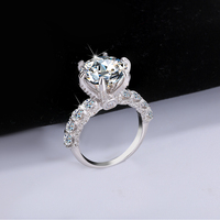 NORELLE grosir cincin tunangan perak murni S925 cakar enam mewah cincin besar berlian & Moissanite warna cahaya bulan putih untuk wanita