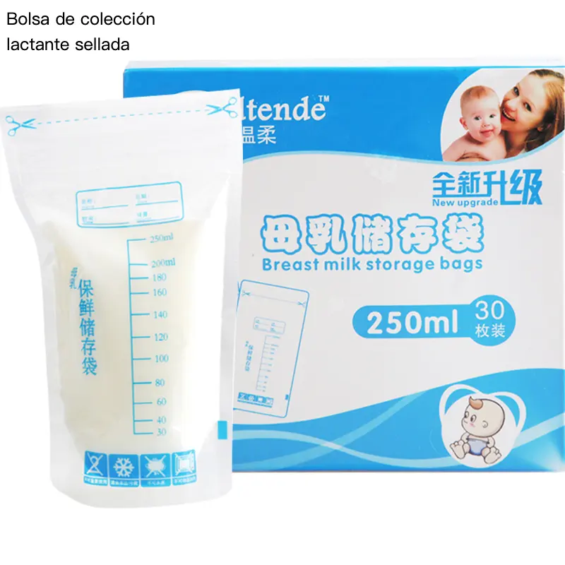 Sachets de stockage pour lait de sein, 10 pièces, 8oz, personnalisés, pré-stérilisés, sans Bpa, sacs en plastique à Double fermeture éclair pour la congélation du lait