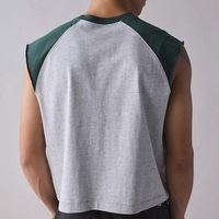 Nouvelle Tendance Vente en Gros Gilet Streetwear T-shirt Baseball Uni Homme Mode Manches Raglan Contrastantes T-shirts Sans Manches Coupe Boxy