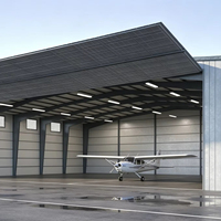 Hangar d'avion en acier préfabriqué à faible coût avec grande porte coulissante sur mesure