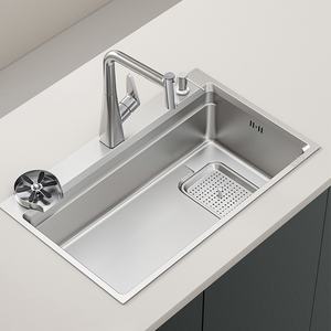 Grand évier de cuisine à cuve unique en acier inoxydable 304, durable et antirouille, pour usage domestique - Product Image 1