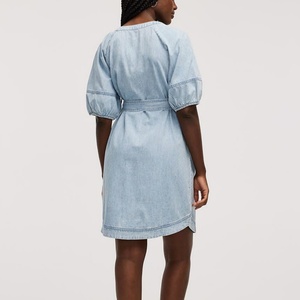 Robe en jean boutonnée à manches courtes pour femme, haute qualité, tendance, décontractée, mini-robe pour tous les jours, 2025 - Product Image 3