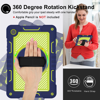 Étui de protection robuste en silicone pour PC portable, avec béquille rotative à 360° et dragonne, idéal pour étudiants, compatible Galaxy Tab A9 Plus X210