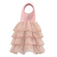 Gaun Formal kontes anak perempuan, Gaun ruffle berjenjang berkilau