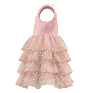 Vestido formal de desfile para niñas con volantes escalonados brillantes - Product Image 3