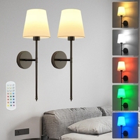 Applique murale Griffin sans fil rechargeable à intensité variable RGB, style américain, pour chambre à coucher, avec télécommande, fournie directement par l'usine