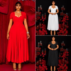 N8072 Große Größen Kleider Damen Casual Sommer Elegant V-Ausschnitt A-Linie Lange Kleider Damen Afrikanische Kleider für Damen Kleidung - Product Image 2