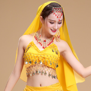 Jh649 Ensemble de costumes de danse du ventre indienne pour femmes <span class=keywords><strong>Bollywood</strong></span> Stage Performance Chiffon Top Dress Belt Belly Dance - Product Image 3