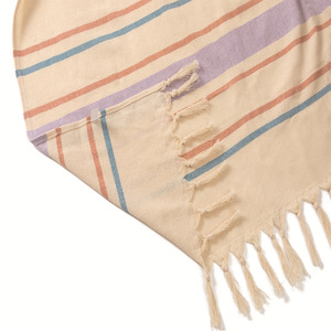 ผ้าขนหนูคลุมไหล่ลายทางผ้าฝ้ายมีฮู้ดพร้อมชายครุยสำหรับการเดินทางและใช้ในสระว่ายน้ำ - Product Image 3