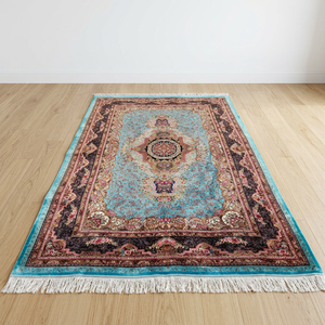 Alfombra de Seda Pura Hecha a Mano de Primera Calidad, Alfombra de Diseño Moderna Anudada a Mano, Lavable, Antideslizante, con Patrón Personalizado, Grosor de 2-3 mm - Product Image 1