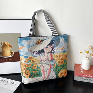 Sac fourre-tout MXM en jacquard, broderie artistique pour femme, sac à bandoulière portable pour le shopping, fermeture éclair, motif unilatéral, vente en gros - Product Image 3