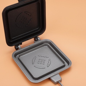 Cast Iron <b>Waffle</b> Jaffle <b>Maker</b> with Detachable Wooden Handles Kitchen Cooking Pan for Homemade Breakfast - Product Image 4