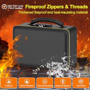 फायरप्रूफ जिपर और लॉक के साथ फायर प्रूफ हार्ड शेल सुरक्षा बॉक्स, कैश/पासपोर्ट के लिए मल्टी-लेयर इन्सुलेटेड सुरक्षित - Product Image 3
