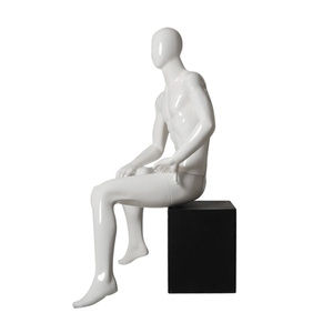 Maniquíes de fibra de vidrio blancos y brillantes para uso en tiendas masculinas - Product Image 3