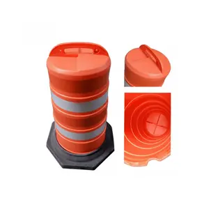 ถังพลาสติกสีส้มสำหรับใช้ในการก่อสร้างถนนถังเก็บของสะท้อนแสง