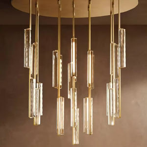 <span class=keywords><strong>Lampadario</strong></span> Moderno Americano di Lusso in Rame e Cristallo, LED con <span class=keywords><strong>Batteria</strong></span> di Backup, Alta Resa Cromatica CRI 95, Plafoniera <span class=keywords><strong>a</strong></span> Montaggio Superficiale per Hotel - Product Image 5