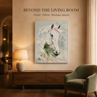 Peinture à l'huile abstraite texturée peinte à la main sur mesure, certifiée FSC et BSCI, représentant un cheval, pour la décoration intérieure (vente en gros)
