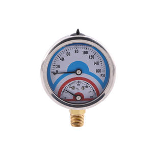 निर्माता 304 स्टेनलेस स्टील शेल और कॉपर संयुक्त के साथ 63 मिमी रेडियल ऑयल से भरे तापमान दबाव गेज की आपूर्ति करता है। - Product Image 4