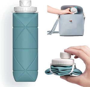 Botella de Agua Plegable de Silicona, Portátil, a Prueba de Fugas, de Grado Alimenticio, Libre de BPA, para Viajes al Aire Libre, con Logotipo Personalizado - Product Image 1