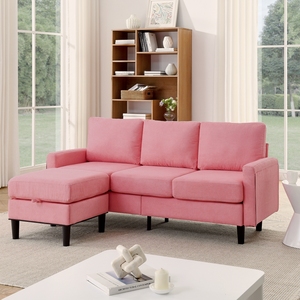 Sofá de compresión de <span class=keywords><strong>3</strong></span> <span class=keywords><strong>plazas</strong></span> de último diseño, sofá seccional ahorrador de espacio con otomano almacenable, juegos de muebles económicos para sala de estar - Product Image 1
