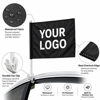 Drapeau de fenêtre de voiture personnalisé avec logo, double face, fanion pour véhicule, pour publicité, défilé, promotion commerciale, fixation durable par clip, 12x18 pouces
