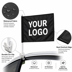 Custom Logo <b>Car</b> Window Flag Double Sided Vehicle Pennant for Advertising Parade Business Promotion Durable <b>Clip</b> Mount 12x18 Inch - Product Image 4