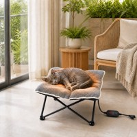 Tapis chauffant pour animaux ZT, lit surélevé pliable pour chien, rectangulaire, couleur unie, textile, utilisation hivernale, style moderne, lit chauffant pour chiens