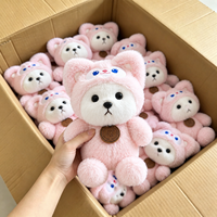 Mainan Boneka Hewan Lucu Murah Grosir, Kostum Anjing Kucing Pink Kawaii, Boneka Plush Empuk 8 inci, Mainan Mesin Cakar untuk Toko